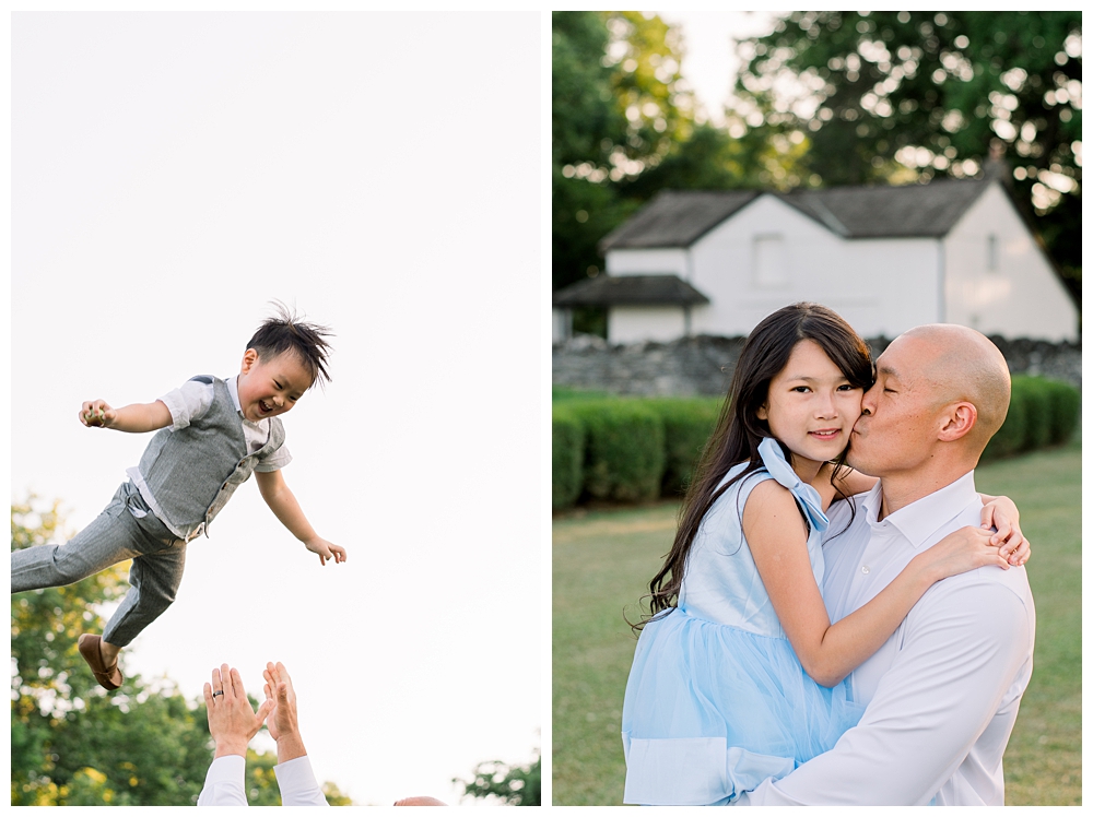 A family spends time together during their photo session at Rose Hill Manor in Frederick, Maryland.
